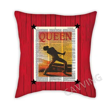 Калъфка за възглавница от полиестер с 3D принтом Queen Rock Band, декоративна калъфка за възглавница, Квадратна калъфка с цип, Подарък калъфка P02