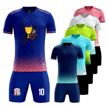 Комплект футболни фланелки с къс ръкав за мъже и деца, изработени по поръчка billet 2023, Лятна детска бързосъхнеща футболна форма отбор на клуба, спортно облекло