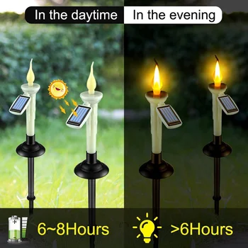 Led соларни лампа за украса на градински площи, алеи, 4 бр., слънчева свещ с подсвечниками, ленти, водоустойчива лампа
