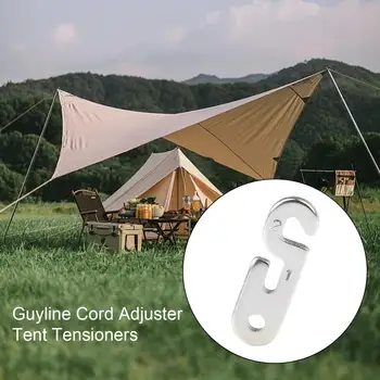 Брави за кабел за палатка с един отвор сребрист цвят, Катарами за ветрозащитной въже за къмпинг, Нержавеющие регулатори въже за отдих