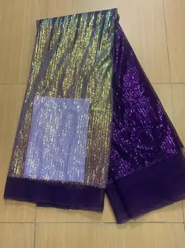 Луксозна африканска лейси плат с лилави искри 2023, висококачествена дантела, френски лейси плат, нигерийская бродирани плат, зашити за жени