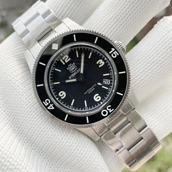 STEELDIVE SD1952 Черен циферблат, Стоманена каишка за Гмуркане, мъжки часовник 300M NH35, Ръчен Часовник С Автоматичен Механизъм За Мъже, Много Дебел син сапфир кристал