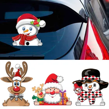 Коледа Дядо Коледа, Лосове, Снежен човек, серия забавни автомобилни цветни стикери за Весела Коледа, домашен автомобилен стайлинг, прозорците на вратите декори, Етикети