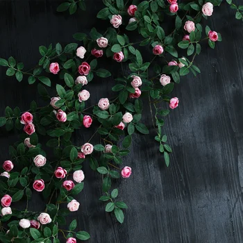 Имитация на розово лозя, монтиран на стената климатик, къдрава лоза, декоративни пластмасови подслон за растенията