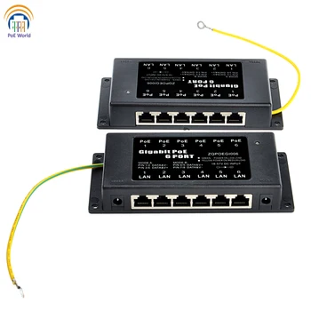 Двойни конектори и мощност до 60 Вата Gigabit POE 6 пристанища, инжектор за захранване по Ethernet PoE за IP камери, VOIP-телефон, точка за достъп Wi-Fi