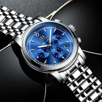 Оригинални часовници Binkada, водоустойчив мъжки механични часовници, напълно автоматични бизнес мъжки часовници с кухи светлина под формата на стоманени ленти