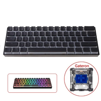 Жичен мини-механична клавиатура Type-C с RGB led подсветка 61 клавиша Gateron Switchs
