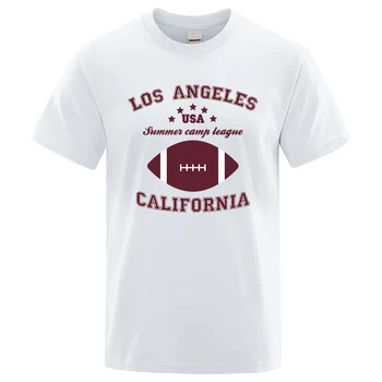 Лига Летен лагер на Лос Анджелис, Калифорния, САЩ, Мъжки t-shirt, Удобни тениски, лятна памучен облекло в стил хип-хоп, широки дрехи